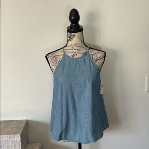 NWT Old Navy Chambray High Neck Sleeveless Tank Women's size XS